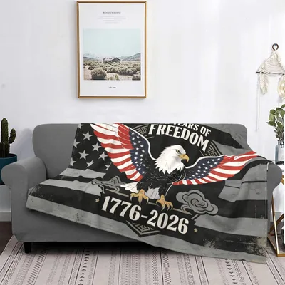Patriotic Eagle Freedom Flag Blanket featuring a bald eagle