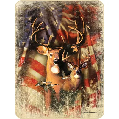 Patriotic Buck and Doe Blanket: American Flag Deer Art