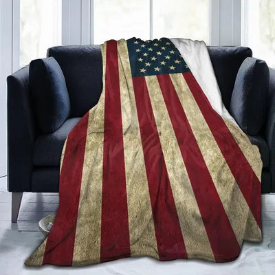 Vintage American Flag Blanket: Distressed Stars and Stripes Design