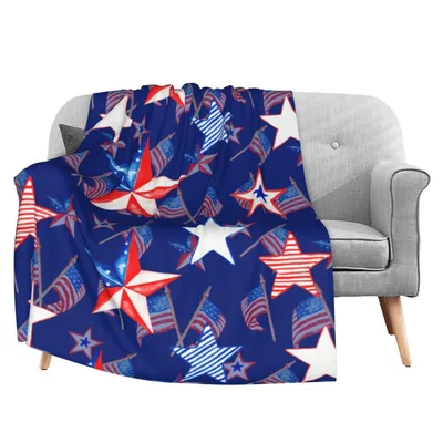 Patriotic Stars and Flags Blanket: Red, White, and Blue Star Pattern