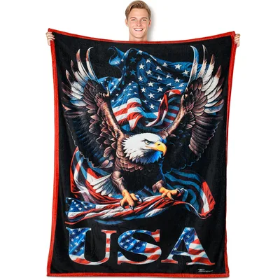 American Eagle with Flag Blanket: USA Patriotic Design