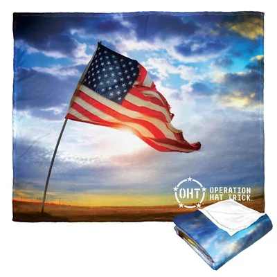 Flag Waving at Sunset Blanket: Patriotic American Flag Design