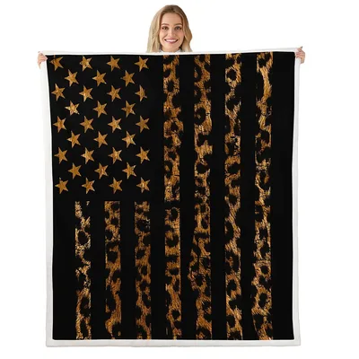 American Flag Leopard Print Blanket: Wild Stars and Stripes Design