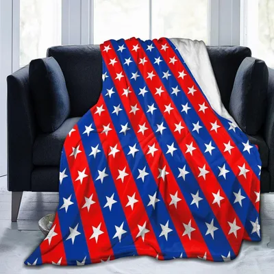 Patriotic Stars and Stripes Blanket featuring bold red