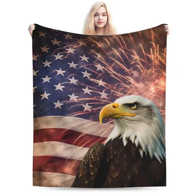 American Eagle Flag Fireworks Blanket: Patriotic Eagle Design