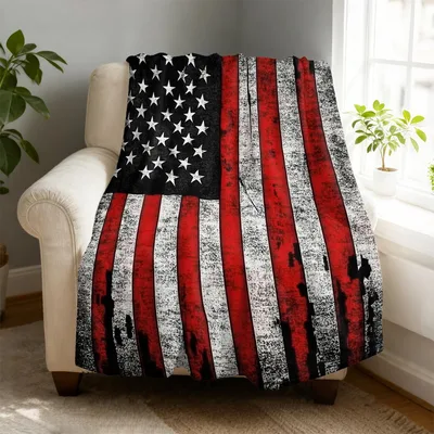 Retro American Flag Distressed Blanket