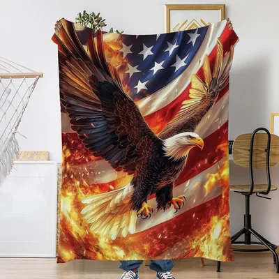 Bald Eagle American Flag Blanket No. 2