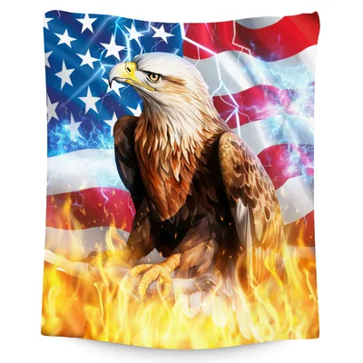 Bald Eagle American Flag Blanket