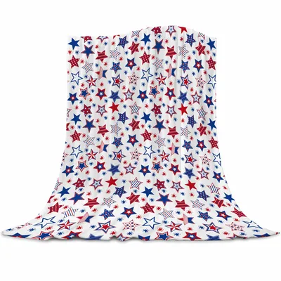 Red White Blue Star Pattern Blanket: Patriotic Stars Design