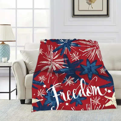 Freedom Fireworks Stars Design Blanket featuring patriotic red