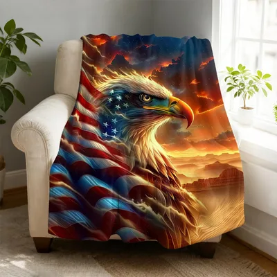 Gold Eagle American Flag Blanket