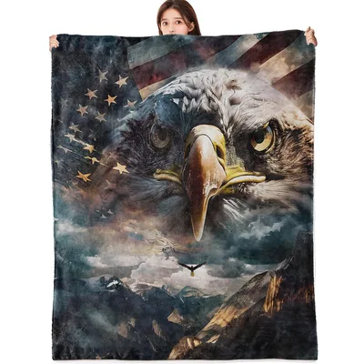 Eagle with American Flag Blanket