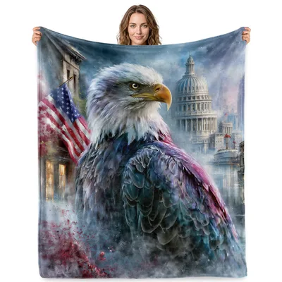 Bald Eagle with Flag Blanket: A patriotic throw