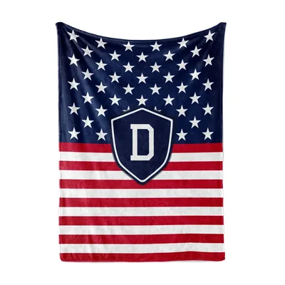 American Flag Monogram Letter D Blanket with Shield Design