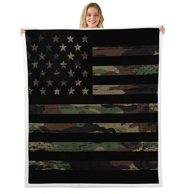 Camo American Flag Blanket: Camouflage Patriotic Design