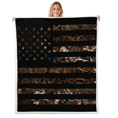American Flag Camouflage Pattern Blanket for Outdoor Lovers
