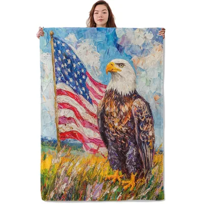Bald Eagle and American Blanket: Patriotic Eagle Art Design