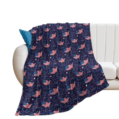 American Flags Pattern Blanket featuring a USA map silhouette filled