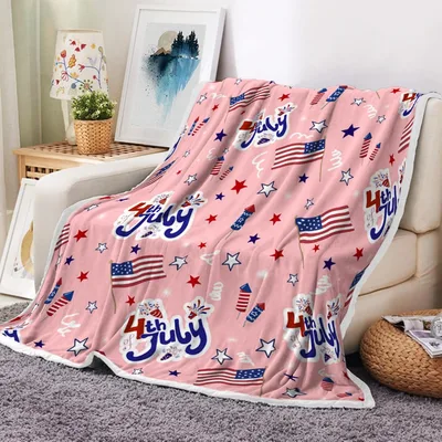 Patriotic July Stars Blanket: 4th of July Flags and Fireworks Design