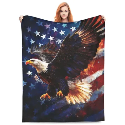 American Eagle Flag Design Blanket: Patriotic Bald Eagle Art