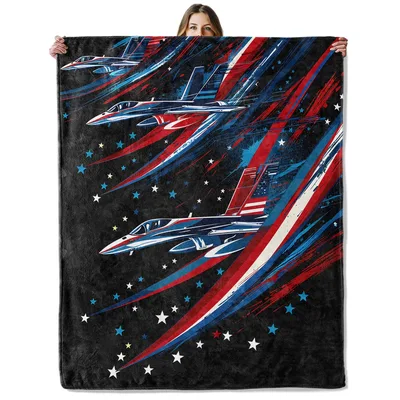 Fighter Jets American Flag Blanket featuring dynamic aircraft art