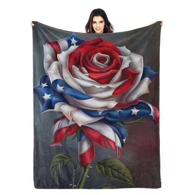 American Flag Rose Pattern Blanket: Patriotic Floral Design
