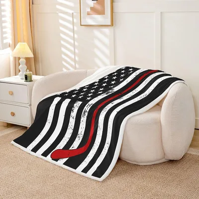 Thin Red Line American Blanket: Hockey Flag Design for Fans