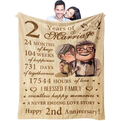 2nd Anniversary Blanket for Couples Celebrating Two Years