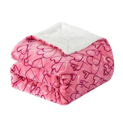 Valentine's Day Blanket with Pink Hearts Design