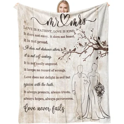 Mr and Mrs Blanket: Wedding Couple Bible Verse Design
