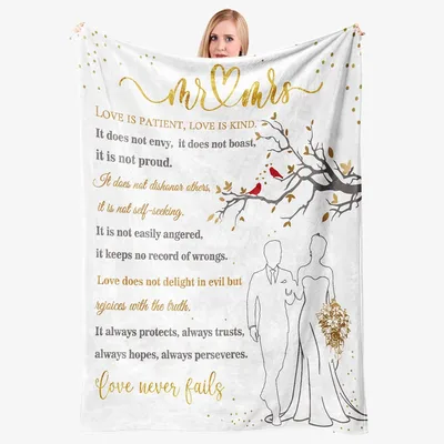 Bride and Groom Blanket: Mr & Mrs Love Verse Throw