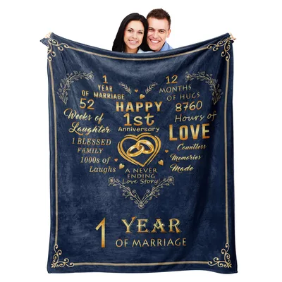 1 Year of Marriage Blanket for Your First Anniversary