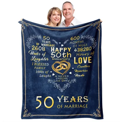 50 Years of Marriage Blanket for Your Golden Anniversary