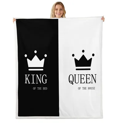Husband Wife Blanket: King and Queen Crown Design