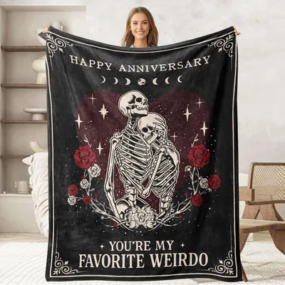 Skeleton Couple Anniversary Blanket for Your Weirdo