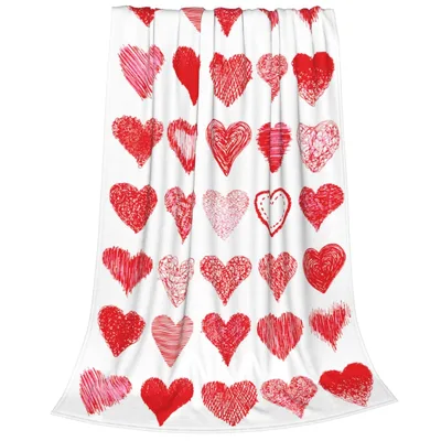 Sketched Red Hearts Pattern Blanket: Hand-Drawn Valentine Design
