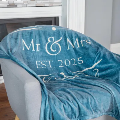 Wedding Anniversary Couple Blanket: Mr & Mrs EST. 2025 Design