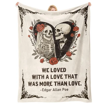 Skeleton Couple Gothic Romance Blanket for Dark Love Lovers