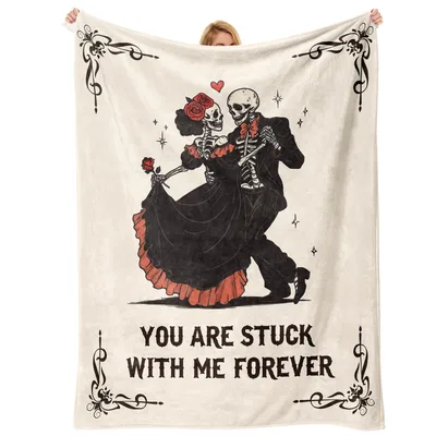 Skeleton Couple Dancing Blanket for Anniversaries and Love