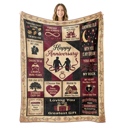 Love Quotes Anniversary Blanket: Printed Words for Two