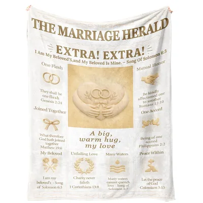 Marriage Scripture Blanket Gift for Couples and Newlyweds