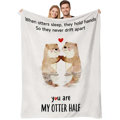Otter Half Blanket: Two Otters Holding Hands Through Sleep