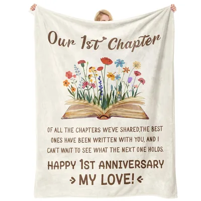 Anniversary Gift for Wife Blanket: Our 1st Chapter