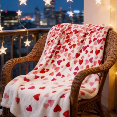 Red Heart Pattern Blanket: A Watercolor Heart Throw for Cozy Evenings