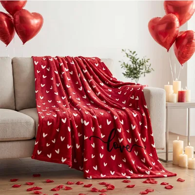 Red Heart Love Blanket for Cozy Valentine Nights