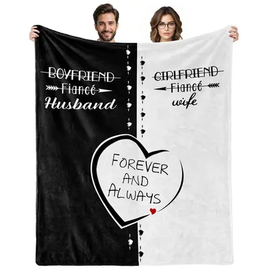 Couple Engagement Wedding Blanket: Boyfriend Fiancé Husband Design