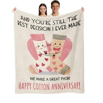 Anniversary Socks Couple Blanket: Happy Cotton Anniversary Sock Design