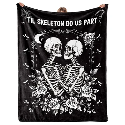 Gothic Skeleton Love Blanket for Anniversaries and Halloween