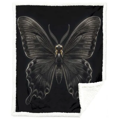 Black Butterfly Gothic Blanket: Dark Aesthetic Insect Art