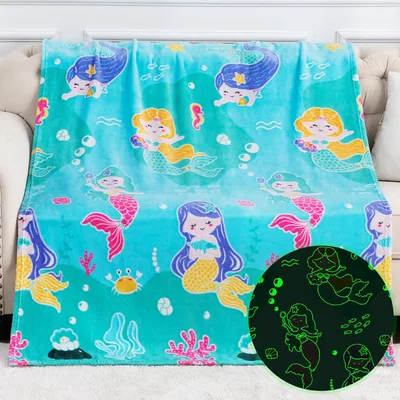Mermaids Under the Sea Blanket: Glow in the Dark Ocean Throw for Kids